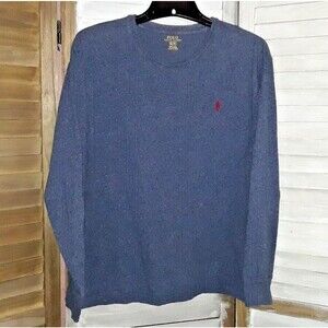 Polo Ralph Lauren Men's Shirt Size Small Red Pony Long Sleeve Heathered Blue